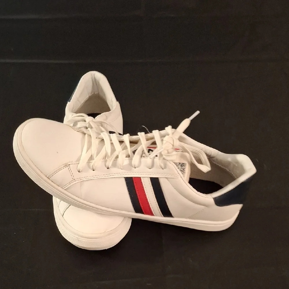 White Sneakers with Multi Color  Stripes